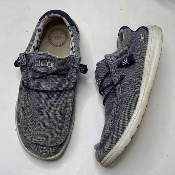 Hey Dude Wally Stretch Men’s Blue Sneaker Casual Shoe S-037 Sz 7 - Picture 1 of 9